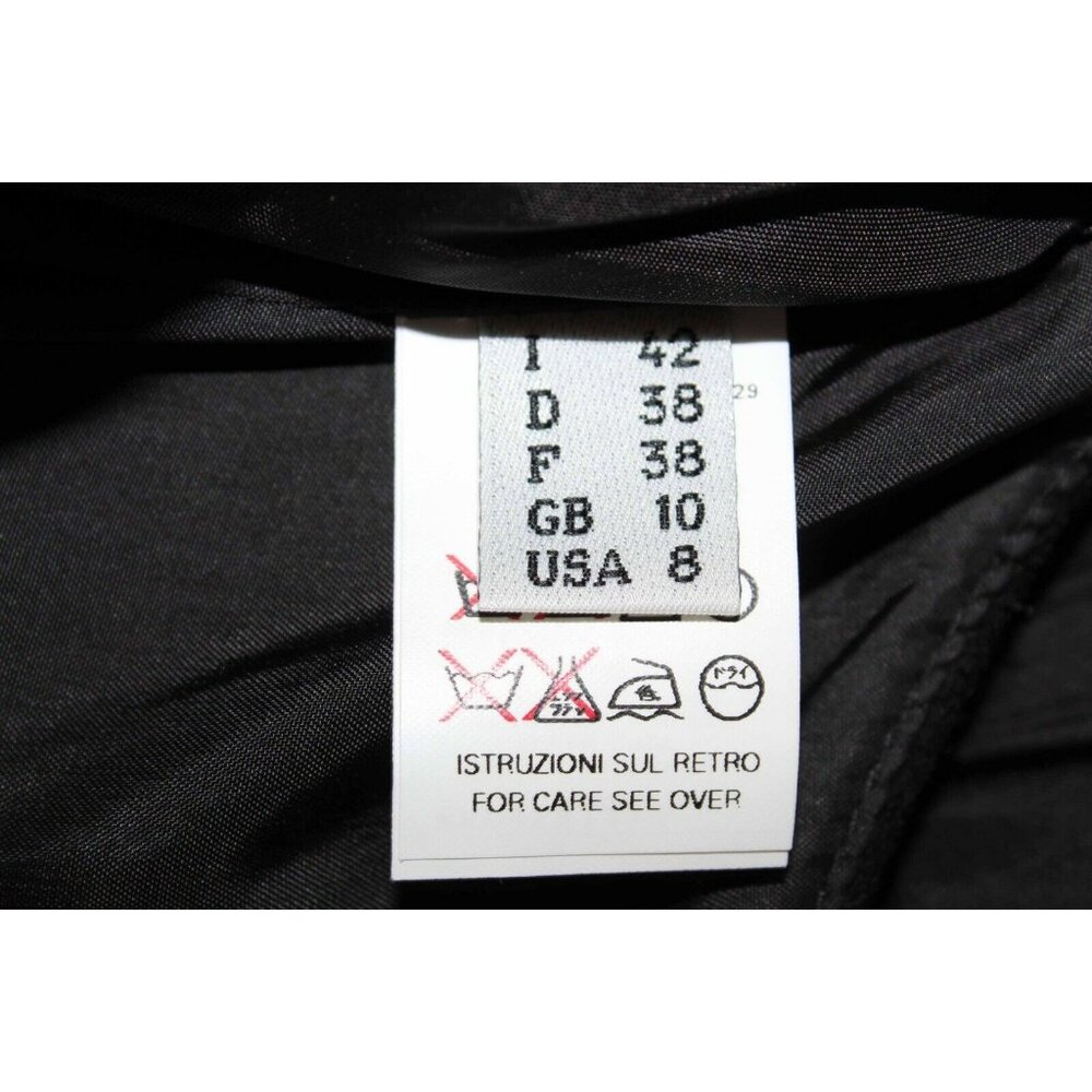 Moschino Sz 8 US Black Crepe Tulle Slip Strapless 100% Wool Fit Flare Dress - Picture 5 of 7